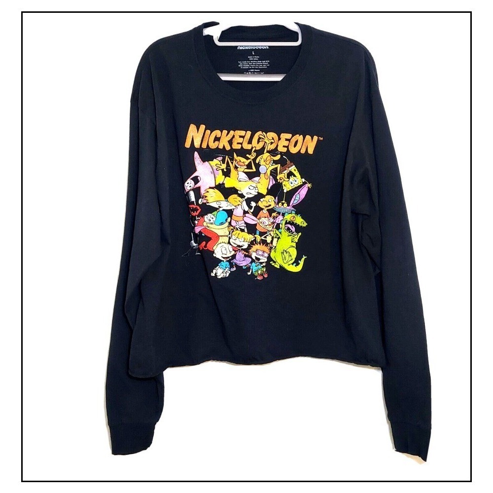 Nickelodeon Women T Shirt L 90s Characters Ran Stippy‎ Rugrats Spongebob Cartoon